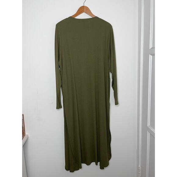 JustFab 2X Olive Green Soft Longline Cardigan With Slit - Picture 4 of 5